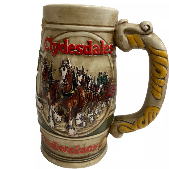 1980s Holiday Budweiser Clydesdale Beer Stein Vintage Anheuser-Busch Mug - Picture 6 of 7